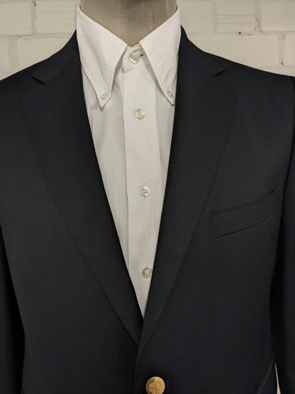 Eduard Dressler Vintage Colbert. Dark blue with gold -colored knots. Size 26 (52 / L).