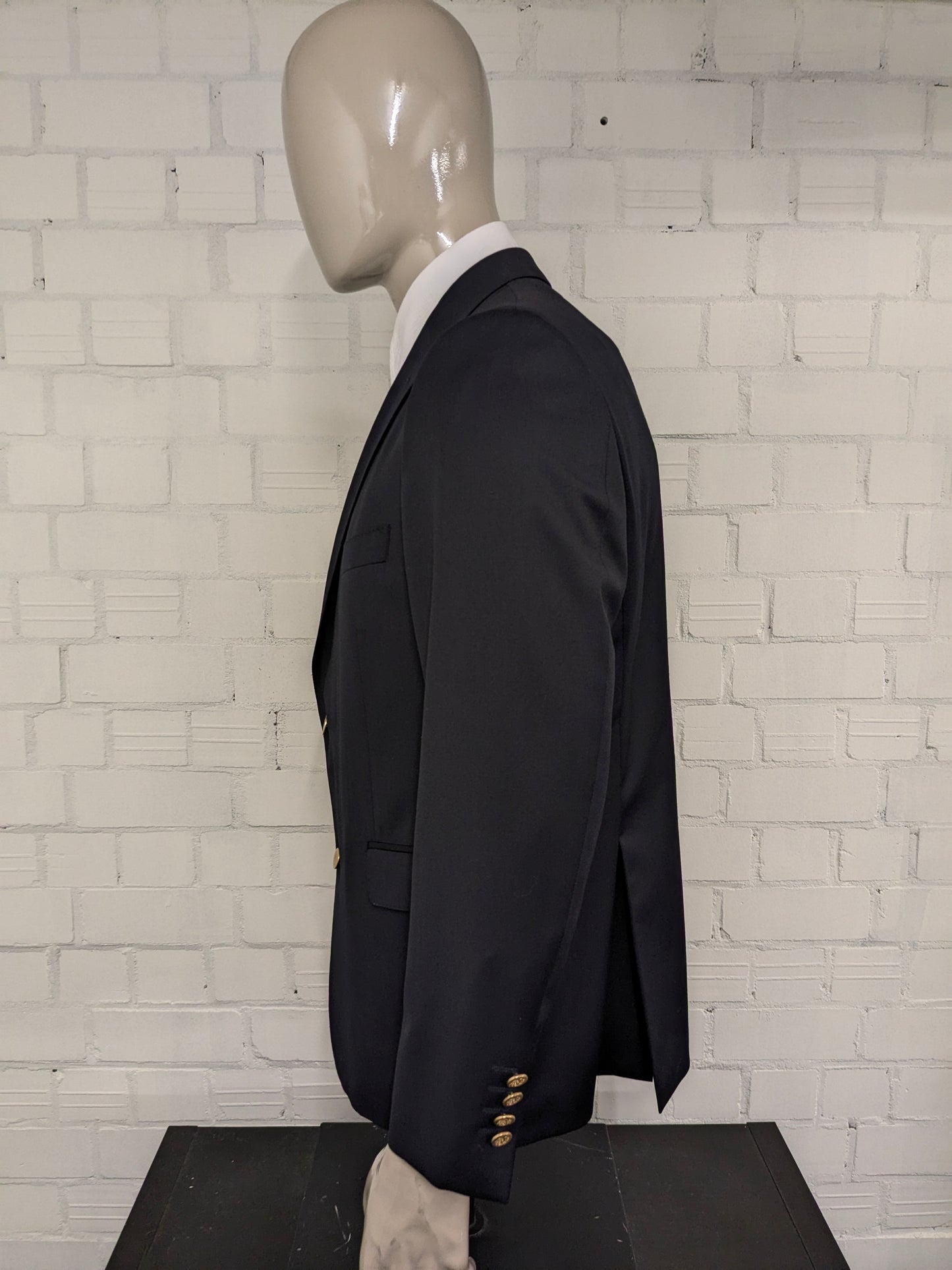 Eduard Dressler Vintage Colbert. Dark blue with gold -colored knots. Size 26 (52 / L).