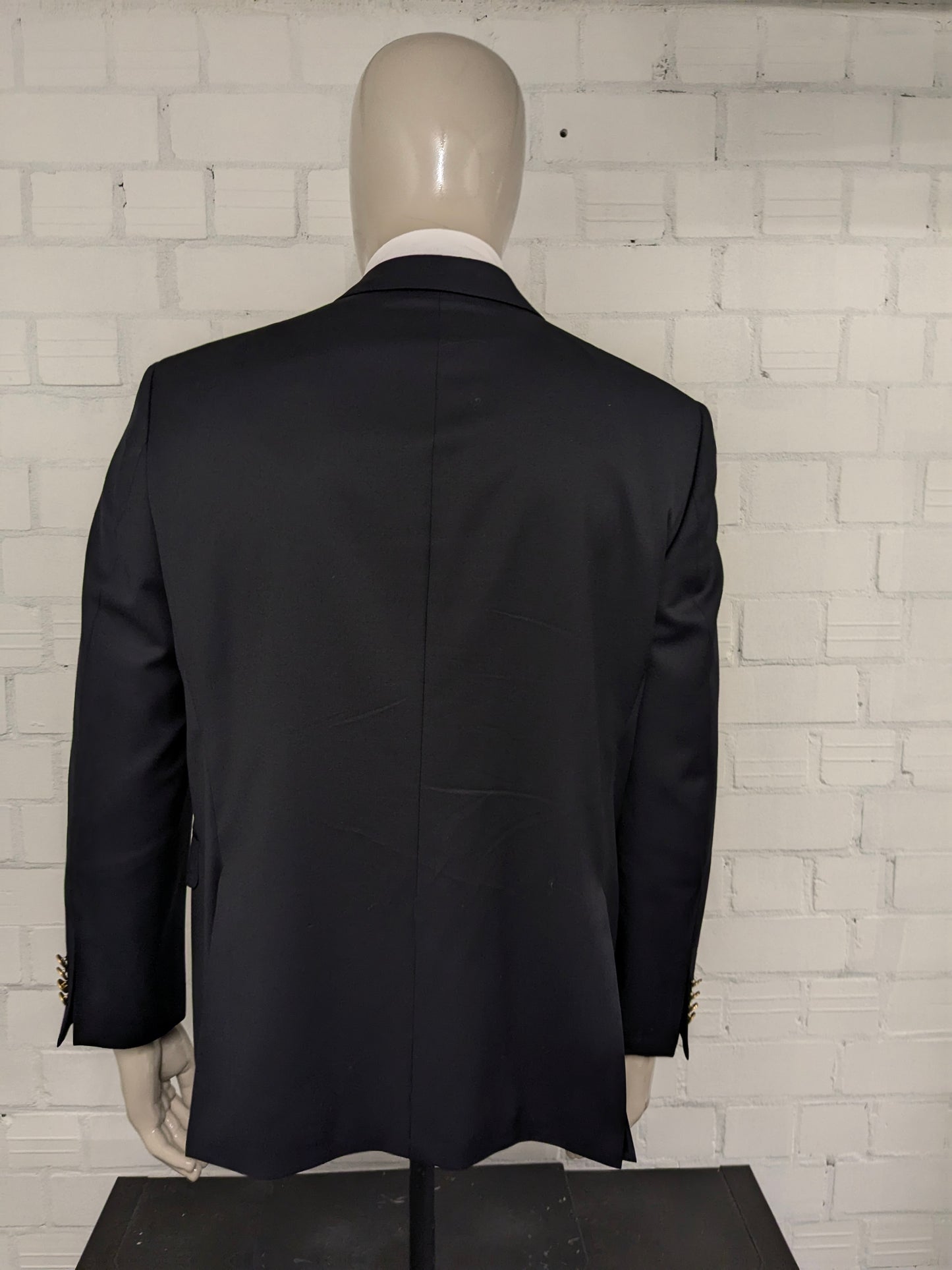 Eduard Dressler Vintage Colbert. Dark blue with gold -colored knots. Size 26 (52 / L).