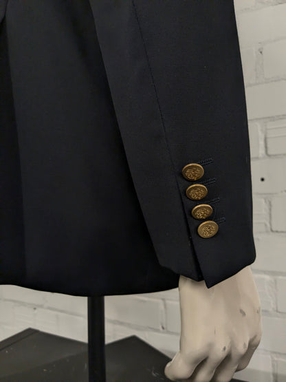 Eduard Dressler Vintage Colbert. Dark blue with gold -colored knots. Size 26 (52 / L).