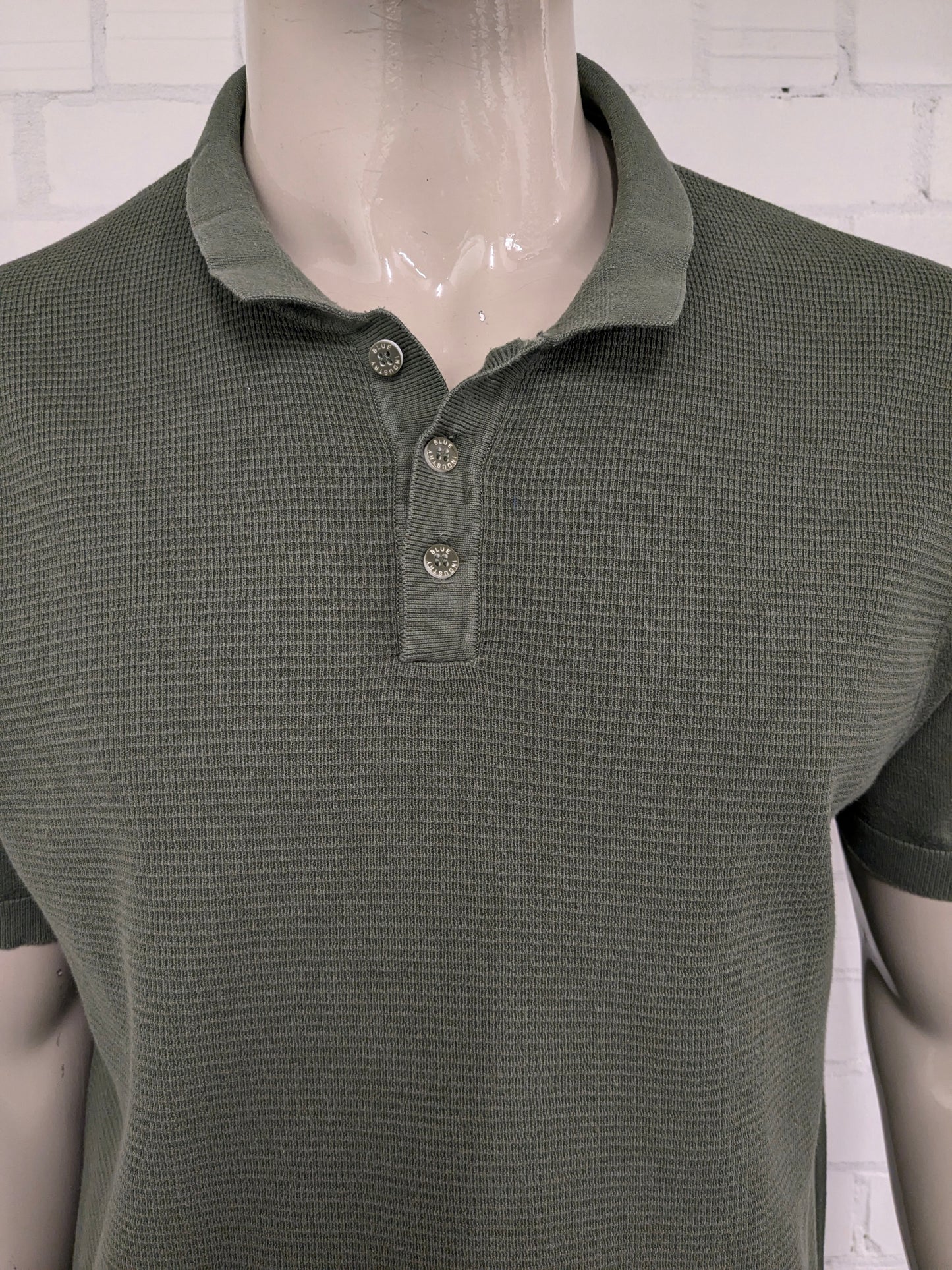 Polo de la industria azul con banda elástica. Verde color. Tamaño 2xl / xl.