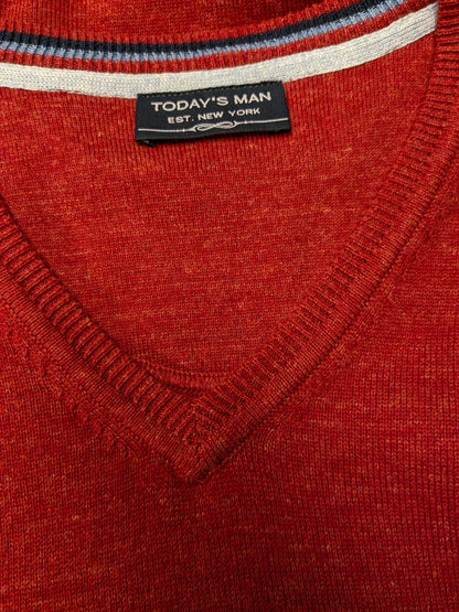 Today's Man spencer met V-Hals. Rood Oranje gemêleerd. Maat XL.