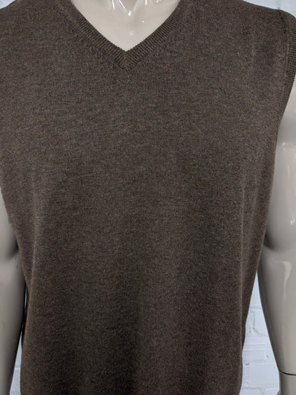 Today's Man Wollen spencer met V-Hals. Bruin gemêleerd. Maat 2XL / XXL.