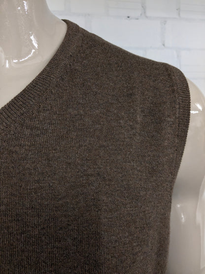 Today's Man Wollen spencer met V-Hals. Bruin gemêleerd. Maat 2XL / XXL.