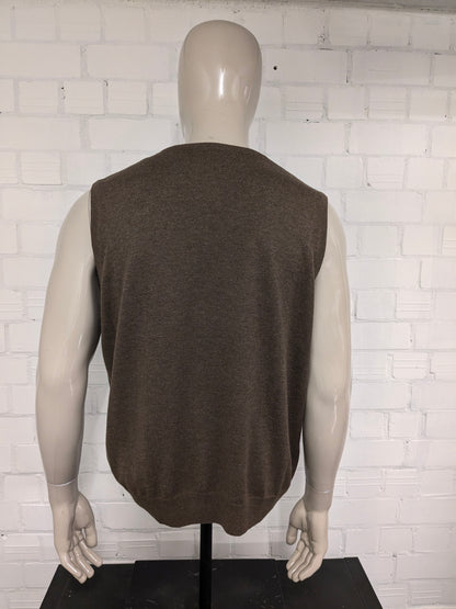 Today's Man Wollen spencer met V-Hals. Bruin gemêleerd. Maat 2XL / XXL.