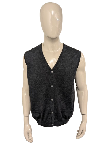 Olympe en laine laine le gilet / Spencer. Gris foncé mélangé. Taille xl.