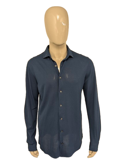 Gran Sasso -Hemd. Dunkelblau gefärbt. Größe L. Stretch.