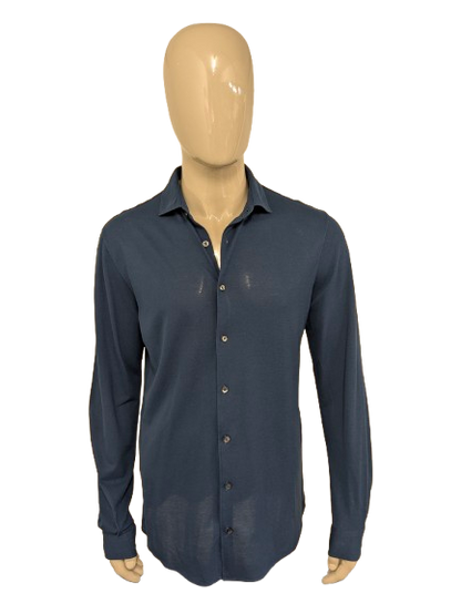 Gran Sasso -Hemd. Dunkelblau gefärbt. Größe L. Stretch.