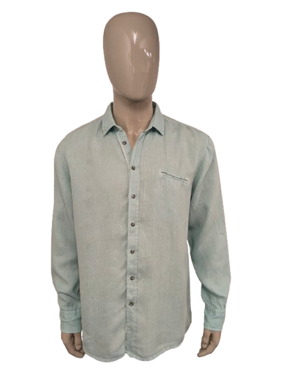 Boss Hugo Boss Camisa de lino. Color verde menta de color verde. Tamaño 2xl / xl. Ajuste regular.