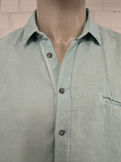 Boss Hugo Boss Camisa de lino. Color verde menta de color verde. Tamaño 2xl / xl. Ajuste regular.