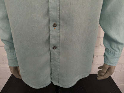 Boss Hugo Boss Camisa de lino. Color verde menta de color verde. Tamaño 2xl / xl. Ajuste regular.