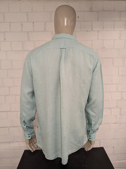 Boss Hugo Boss Camisa de lino. Color verde menta de color verde. Tamaño 2xl / xl. Ajuste regular.