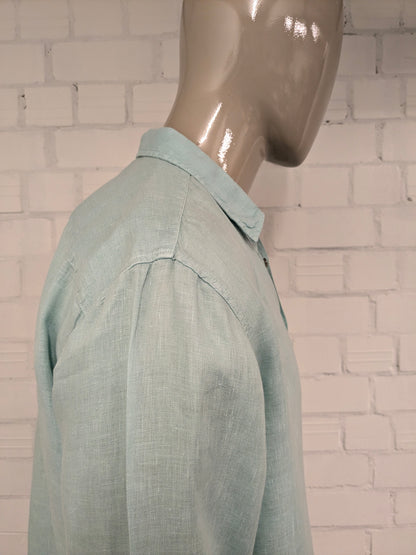 Boss Hugo Boss Camisa de lino. Color verde menta de color verde. Tamaño 2xl / xl. Ajuste regular.