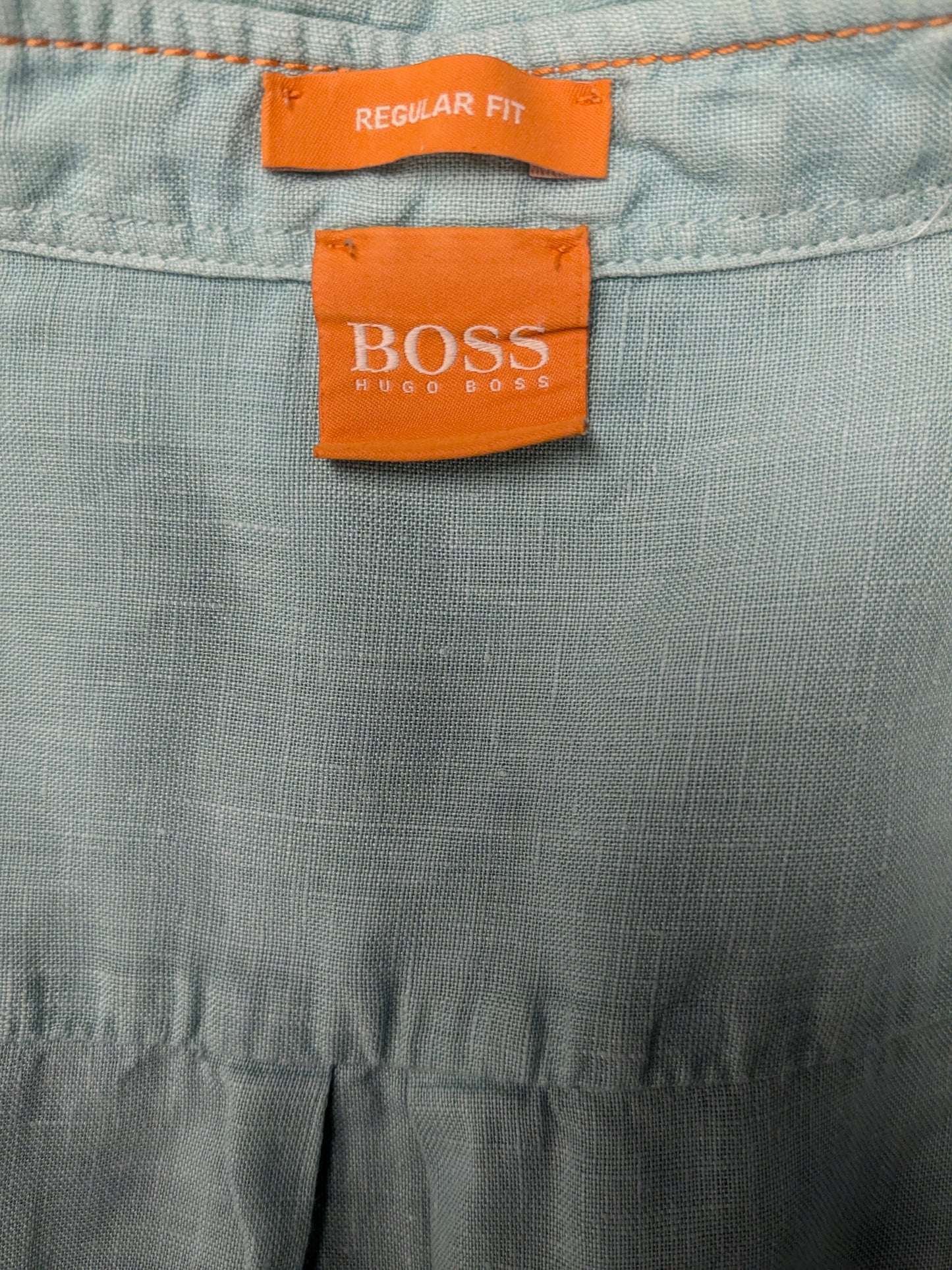 Boss Hugo Boss Camisa de lino. Color verde menta de color verde. Tamaño 2xl / xl. Ajuste regular.