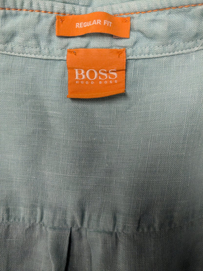 Boss Hugo Boss Camisa de lino. Color verde menta de color verde. Tamaño 2xl / xl. Ajuste regular.
