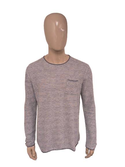 Marc O'Polo Séter de lino delgado. Blanco azul rayado. Tamaño xl. 62% de lino.