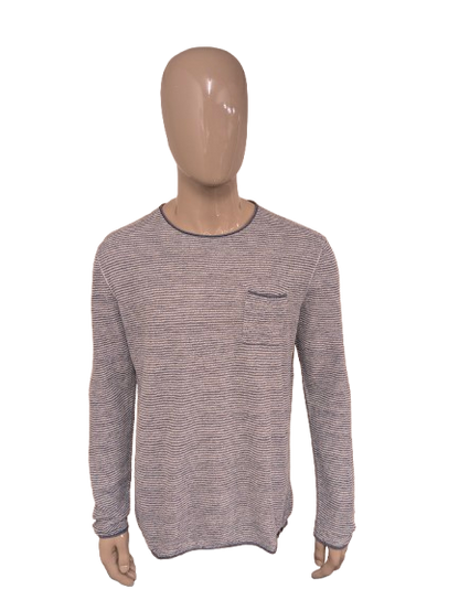 Marc O'Polo Séter de lino delgado. Blanco azul rayado. Tamaño xl. 62% de lino.