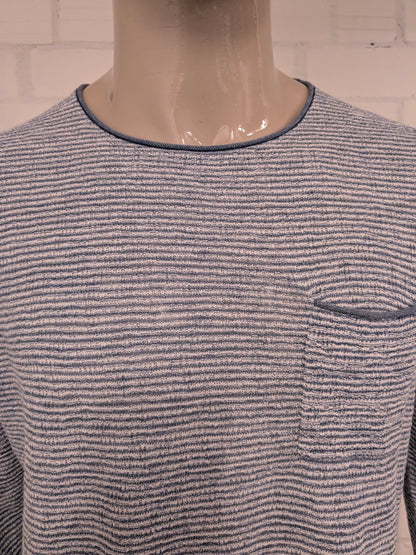 Marc O'Polo Séter de lino delgado. Blanco azul rayado. Tamaño xl. 62% de lino.