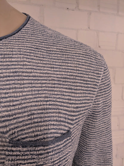 Marc O'Polo Séter de lino delgado. Blanco azul rayado. Tamaño xl. 62% de lino.