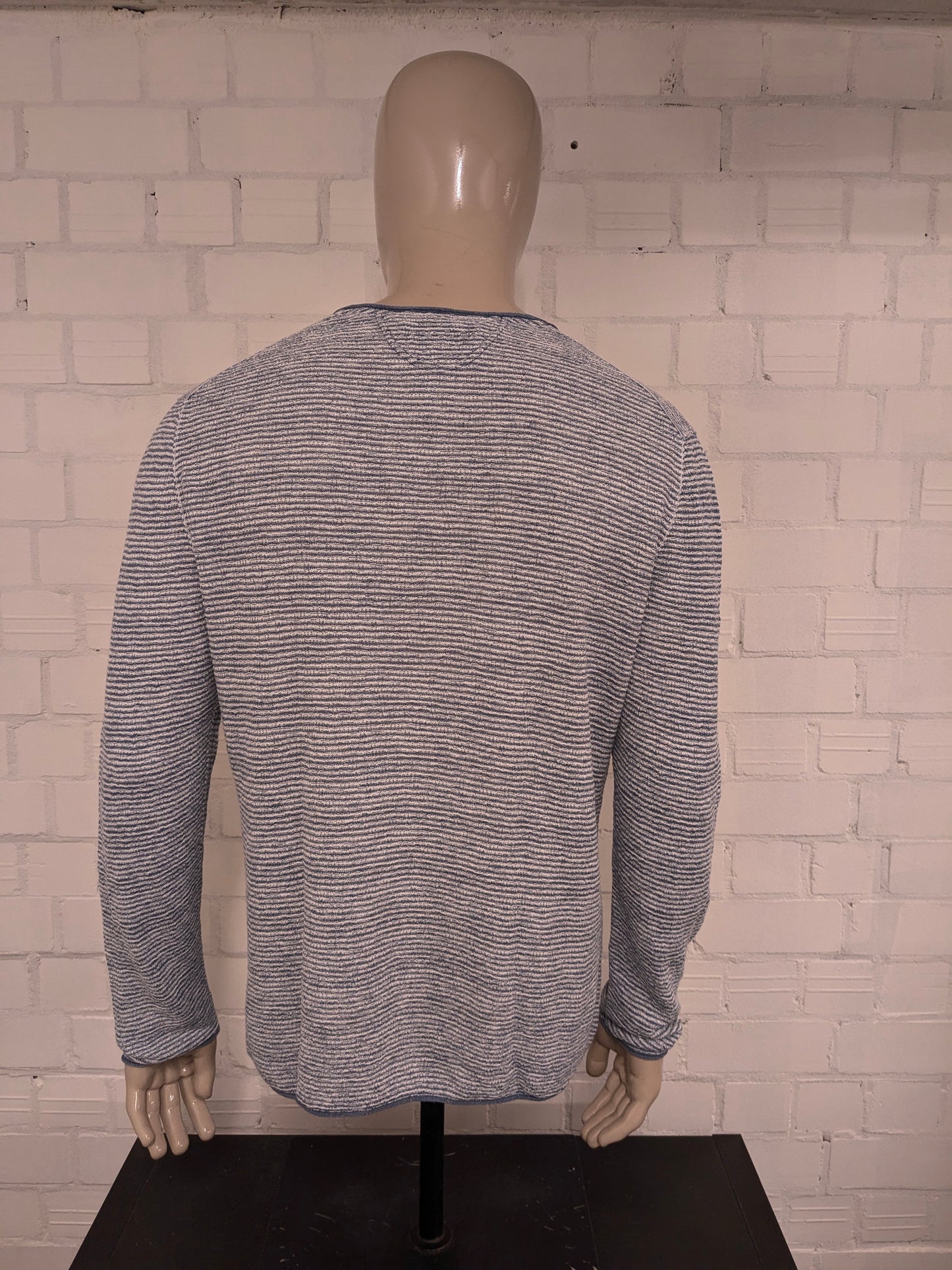 Marc O'Polo Séter de lino delgado. Blanco azul rayado. Tamaño xl. 62% de lino.