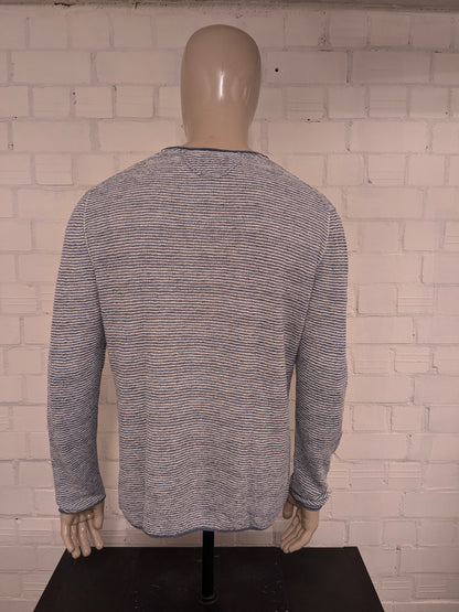 Marc O'Polo Séter de lino delgado. Blanco azul rayado. Tamaño xl. 62% de lino.