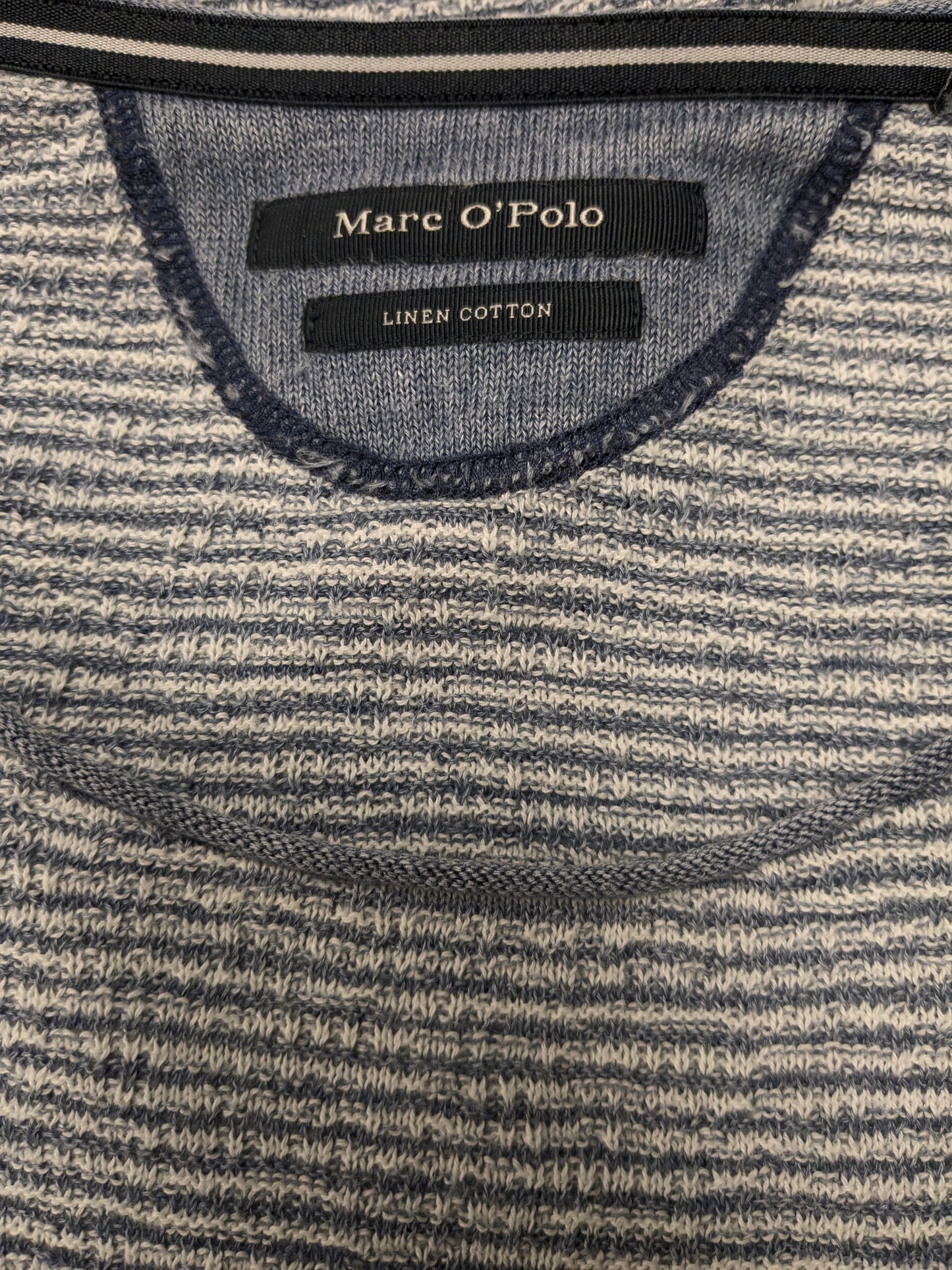 Marc O'Polo Séter de lino delgado. Blanco azul rayado. Tamaño xl. 62% de lino.