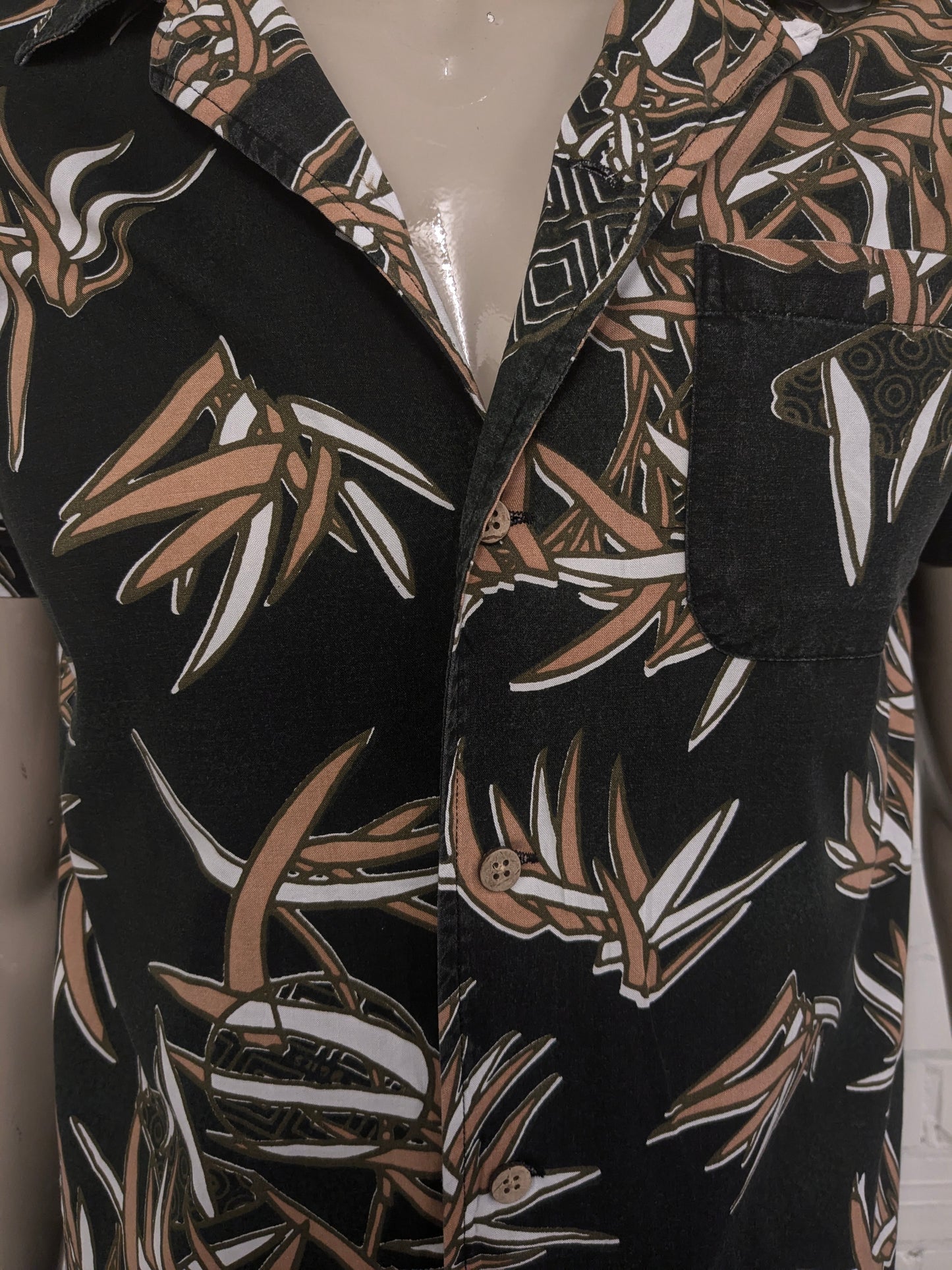 DEUS EX MACHINA SHIRT SHETVE. Stampa marrone verde nero. Taglia M.