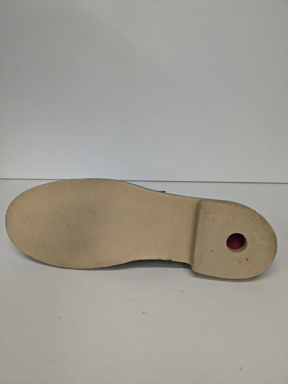 Kickerschuhe mit Klettverschluss. Dunkelblau gefärbt. Größe 43.