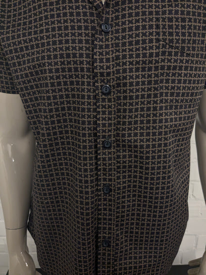 Sleeve corta Vintage P Tarassis e Son. Stampa marrone nero. Taglia M.