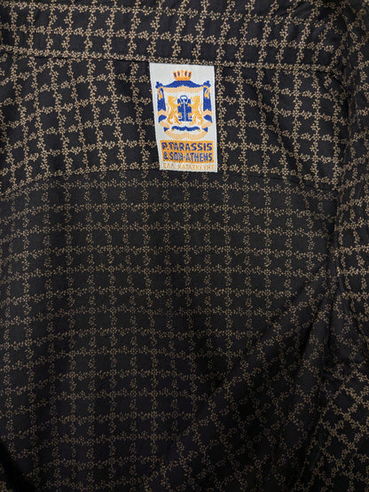 Sleeve corta Vintage P Tarassis e Son. Stampa marrone nero. Taglia M.