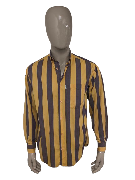 Vintage Edwin shirt. Yellow purple striped. Size L.