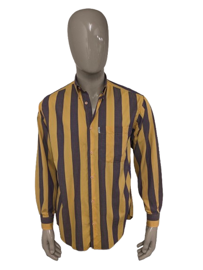 Vintage Edwin shirt. Yellow purple striped. Size L.