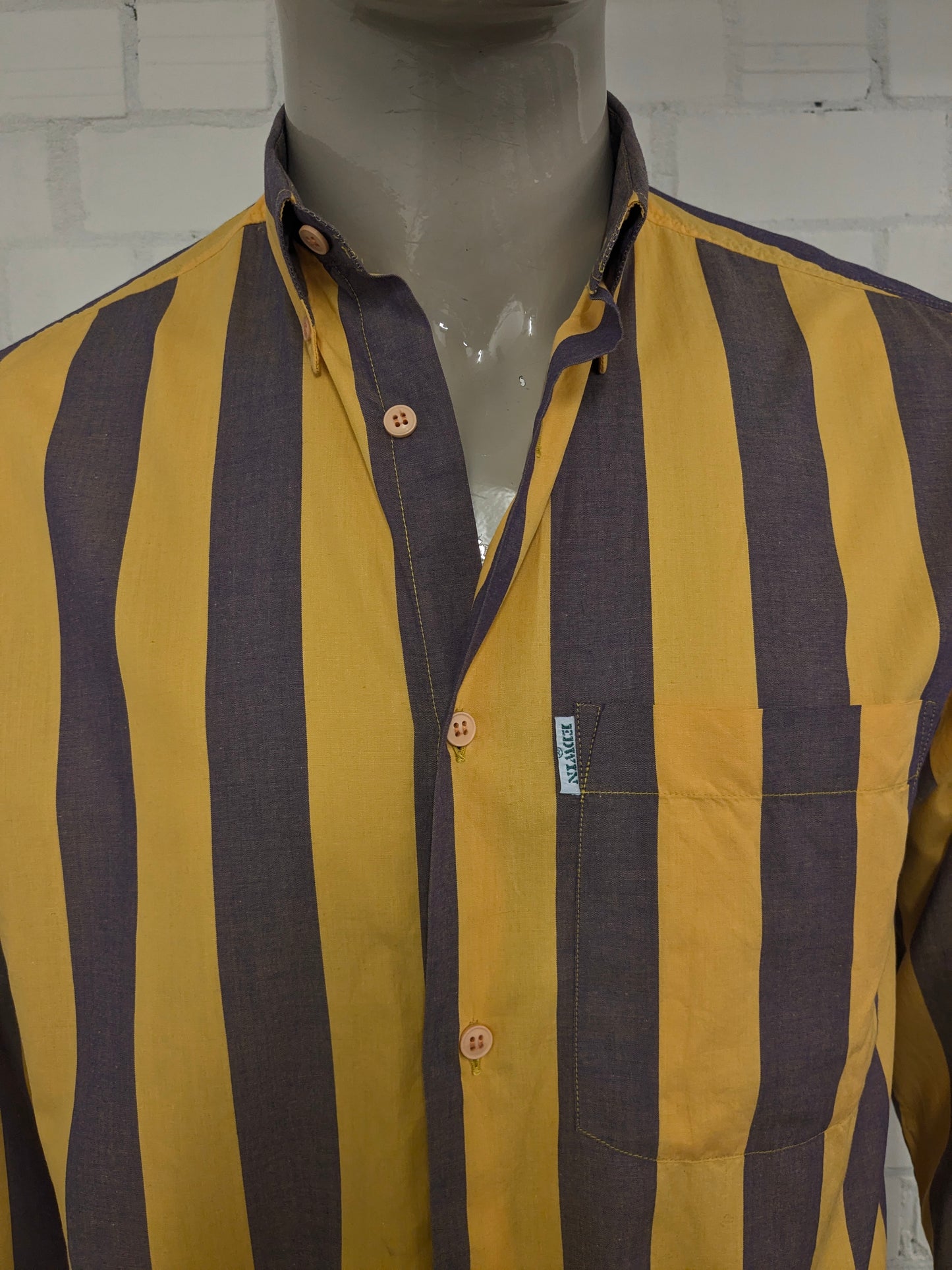 Vintage Edwin shirt. Yellow purple striped. Size L.