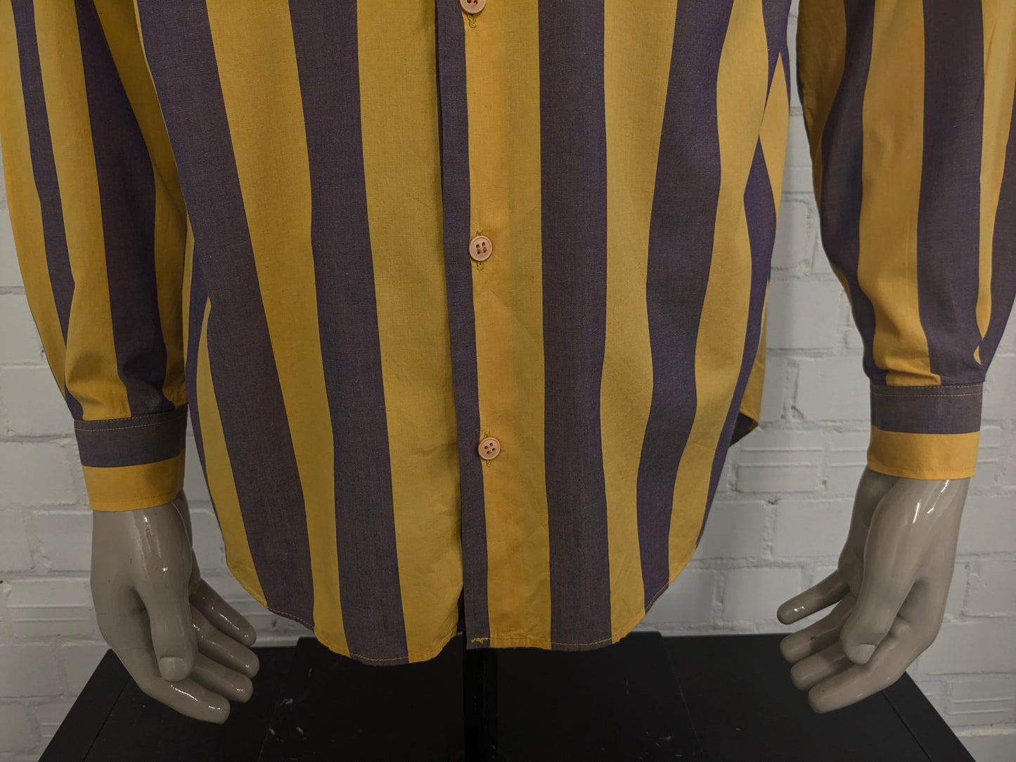 Vintage Edwin shirt. Yellow purple striped. Size L.