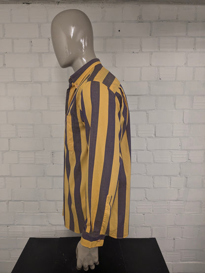 Vintage Edwin shirt. Yellow purple striped. Size L.