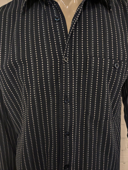 Vintage SCD Jeans shirt. Dark blue white print. Size L.