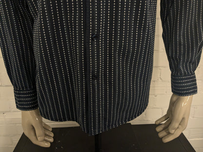 Vintage SCD Jeans shirt. Dark blue white print. Size L.