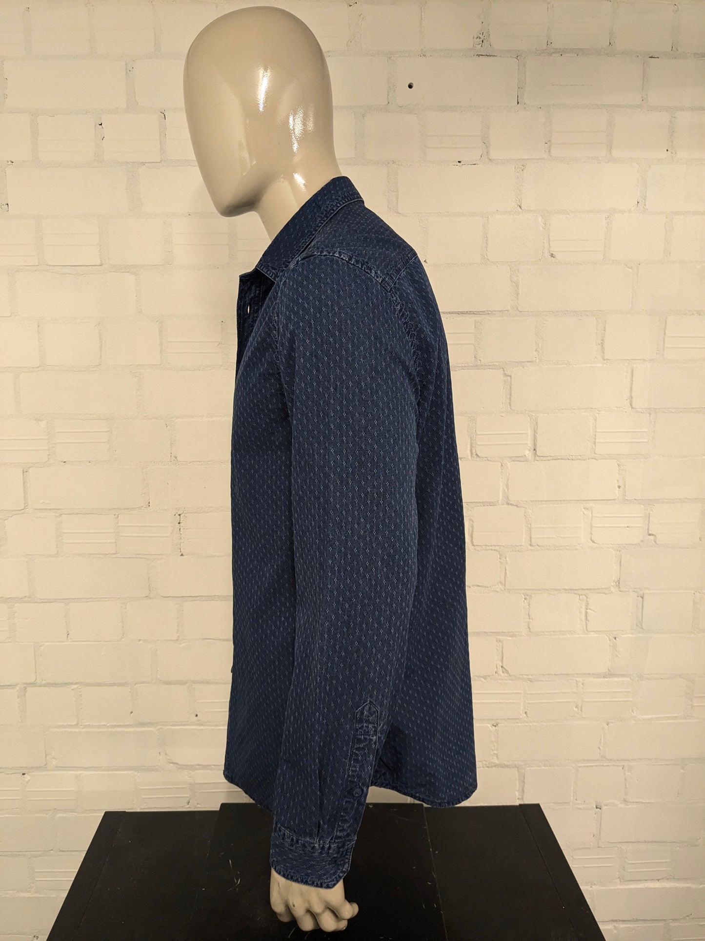 United Colors of Benetton overhemd. Blauwe print. Maat XL.