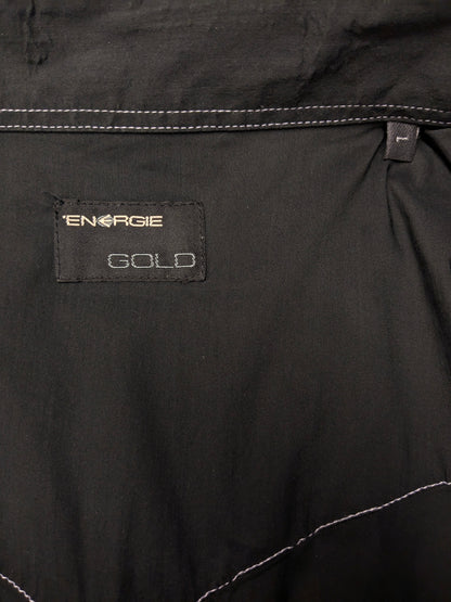 Vintage Energie Gold western overhemd met drukknopen en puntkraag. Zwart + Witte stiksel. Maat L.