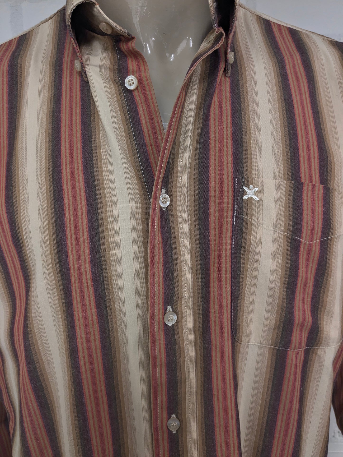 Vintage Goldsmith shirt. Red brown striped. Size XL.