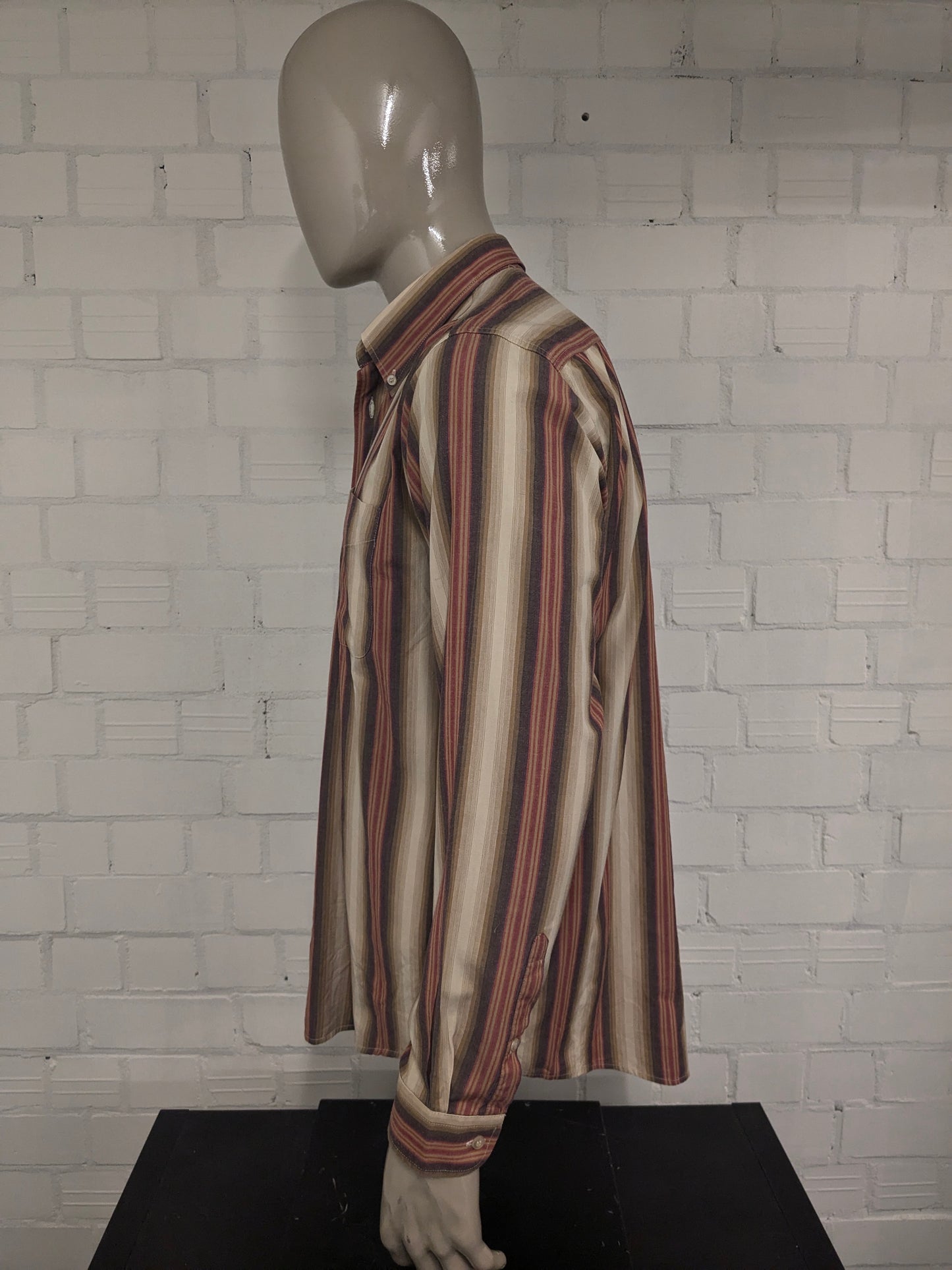 Vintage Goldsmith shirt. Red brown striped. Size XL.