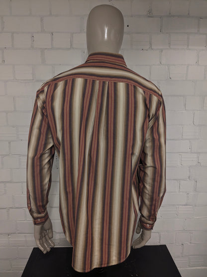 Vintage Goldsmith shirt. Red brown striped. Size XL.