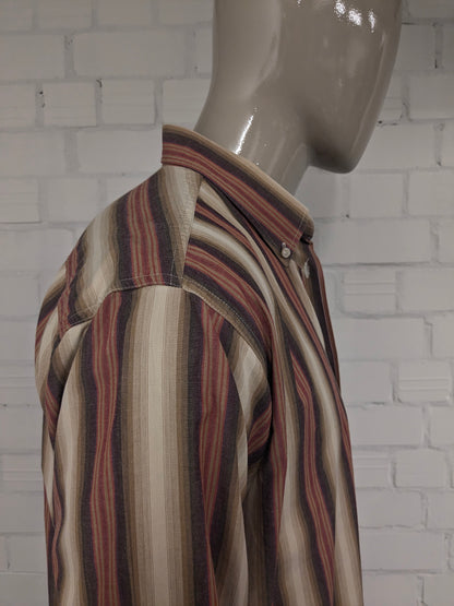 Vintage Goldsmith shirt. Red brown striped. Size XL.