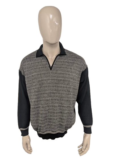 Suéter vintage Ortomag con cremallera. Beige de color negro. Tamaño 2xl / xxl.