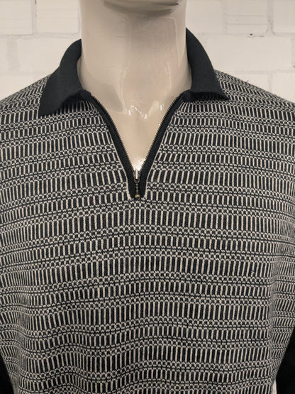 Suéter vintage Ortomag con cremallera. Beige de color negro. Tamaño 2xl / xxl.