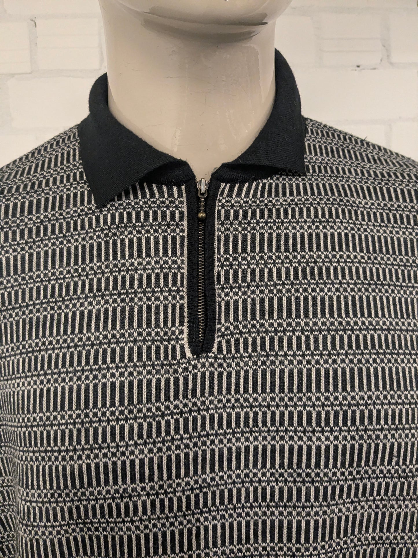 Suéter vintage Ortomag con cremallera. Beige de color negro. Tamaño 2xl / xxl.