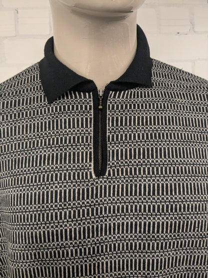 Suéter vintage Ortomag con cremallera. Beige de color negro. Tamaño 2xl / xxl.