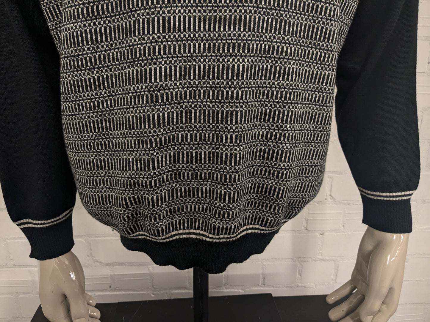 Suéter vintage Ortomag con cremallera. Beige de color negro. Tamaño 2xl / xxl.