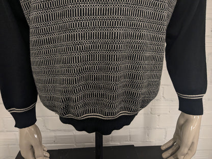 Suéter vintage Ortomag con cremallera. Beige de color negro. Tamaño 2xl / xxl.