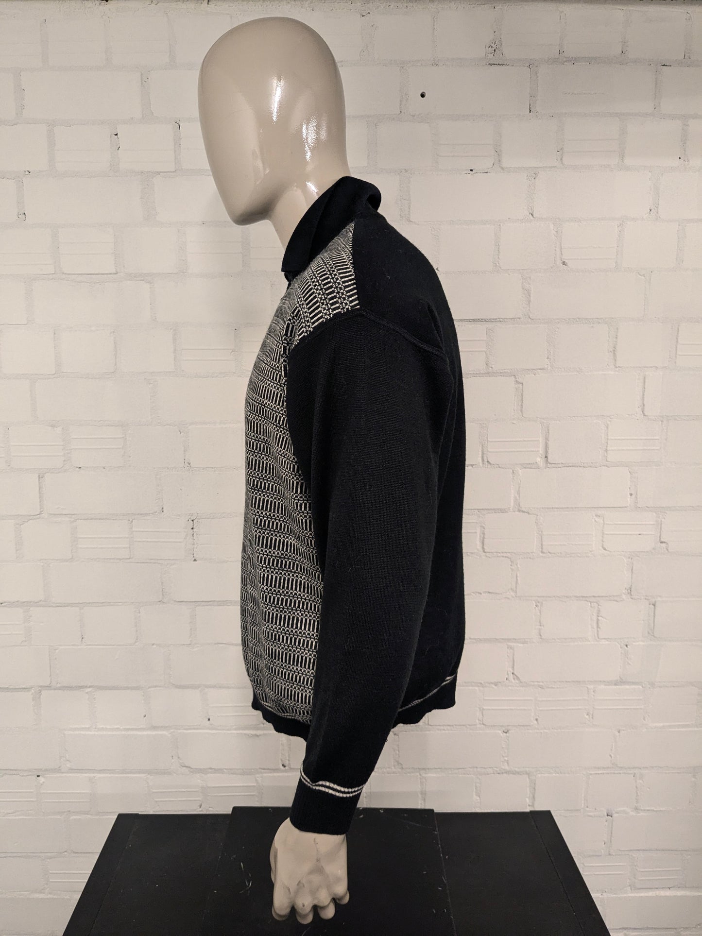 Suéter vintage Ortomag con cremallera. Beige de color negro. Tamaño 2xl / xxl.